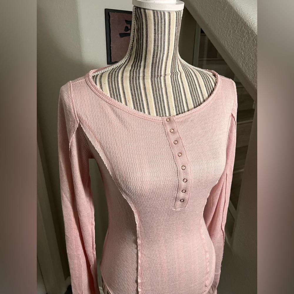 SOLD FREE PEOPLE SLOANE NWT $58 PINK NECTAR LONGSLEEVE BODYSUIT TOP SIZE SMALL - Picture 8 of 10